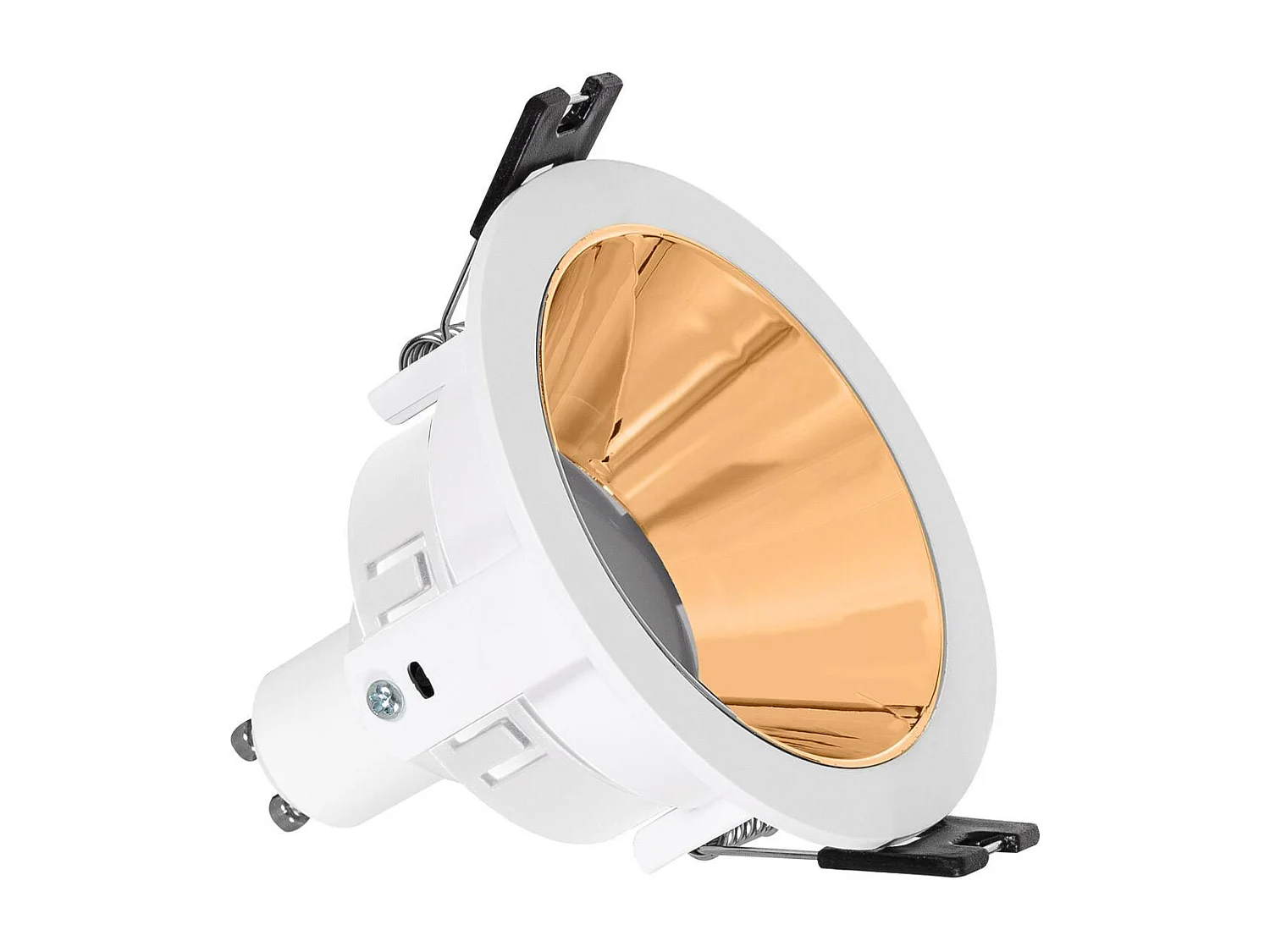 Foco Downlight Cónico GU10 6W Corte Ø 75 mm PC Galvanizado No Flicker 3000K Negro Blanco Cálido