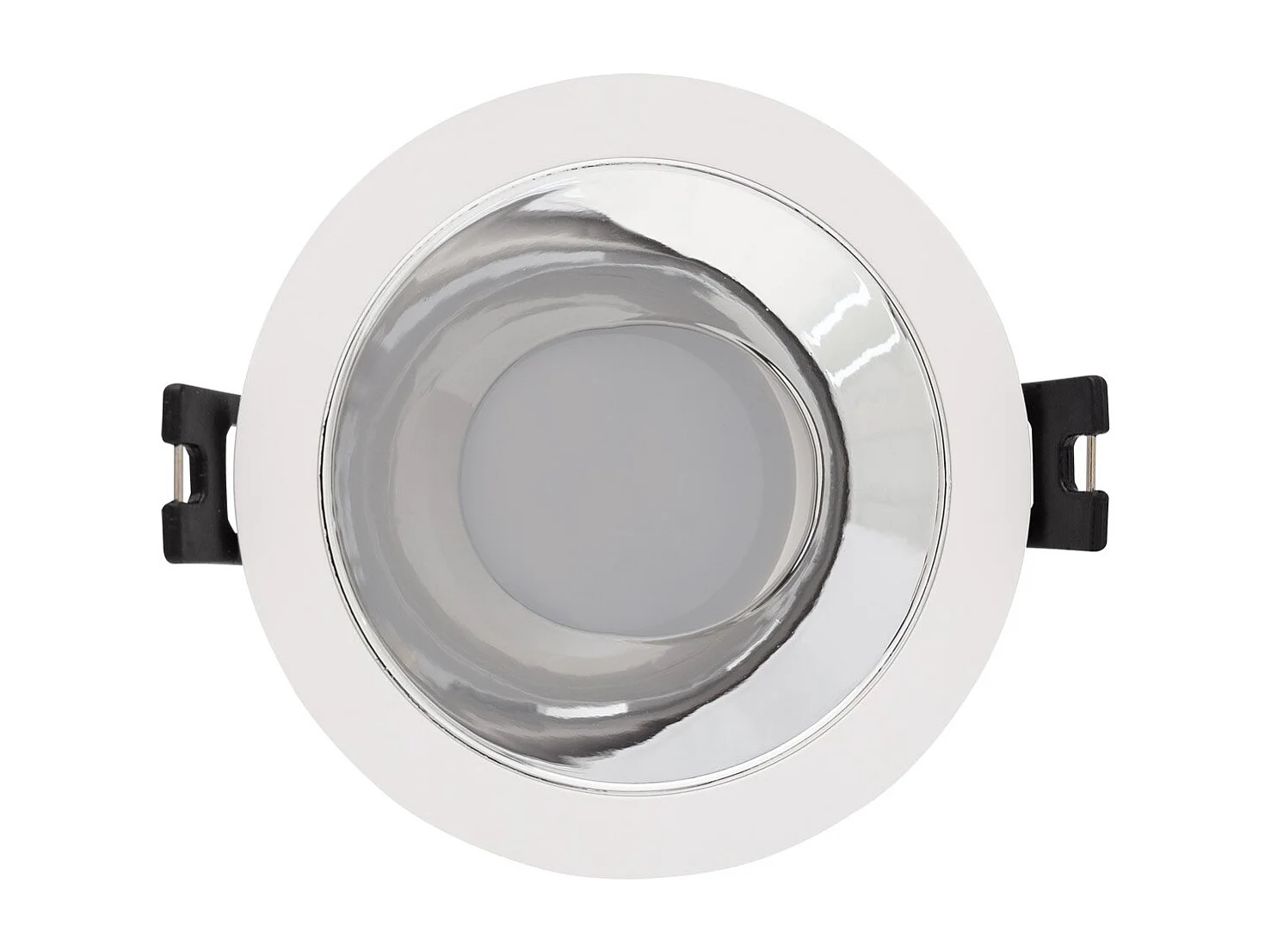 Downlight Conico GU10 6W PC Galvanizzato Foro Ø 75mm No Flicker 4000K Argento Bianco Naturale