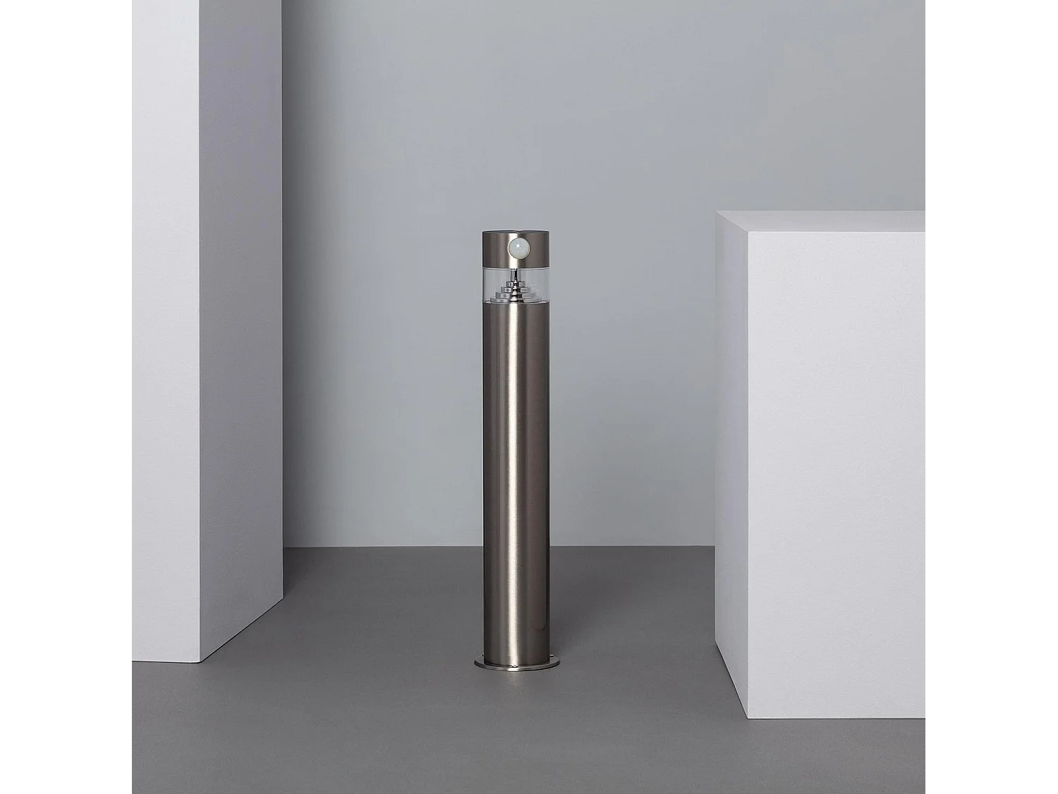 Lampioncino Solare Esterni LED 1.5W Superficie 50cm Acciao Inox con Sensore di Movimiento 5000K Bianco Freddo