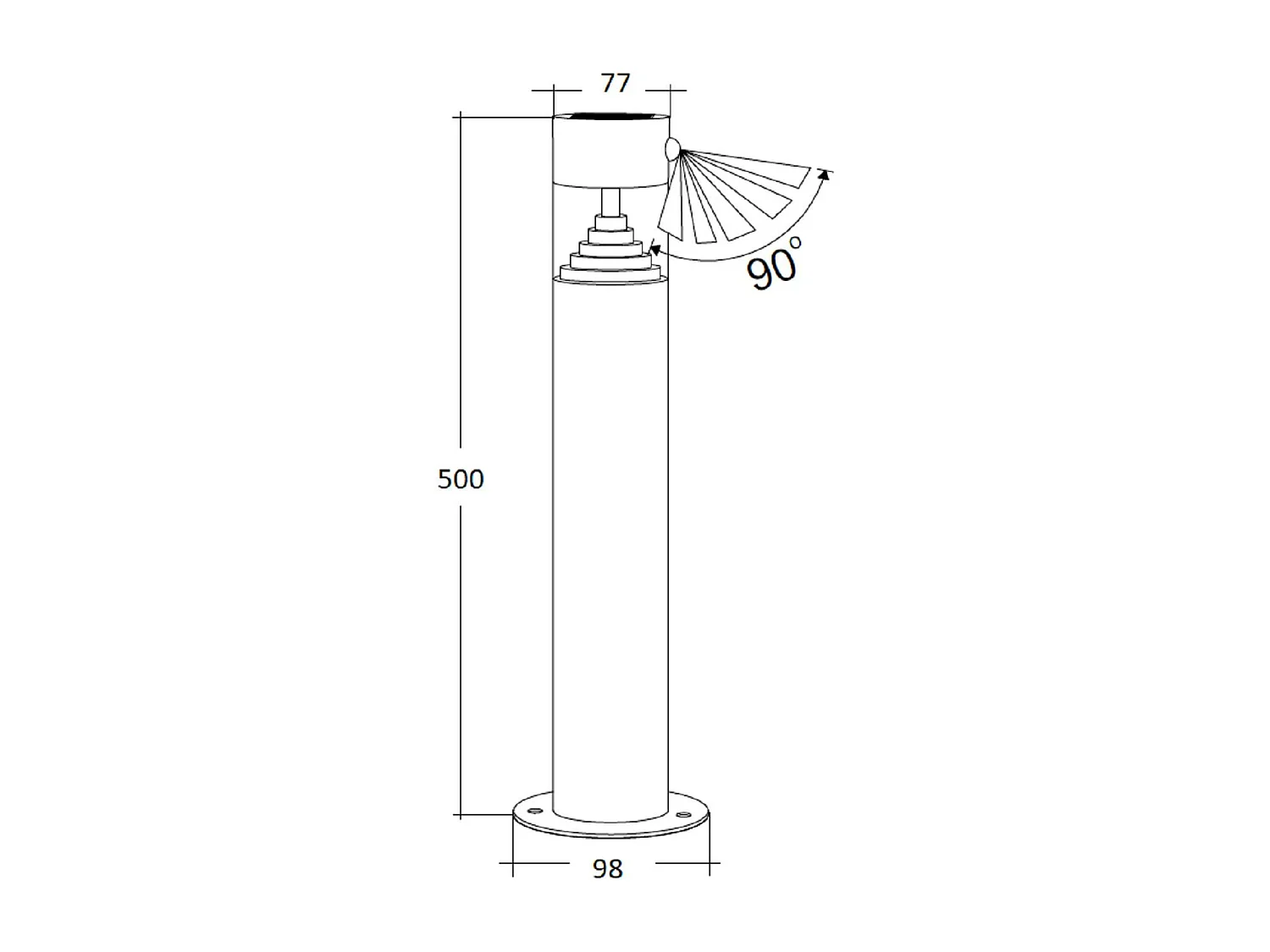 Lampioncino Solare Esterni LED 1.5W Superficie 50cm Acciao Inox con Sensore di Movimiento 5000K Bianco Freddo