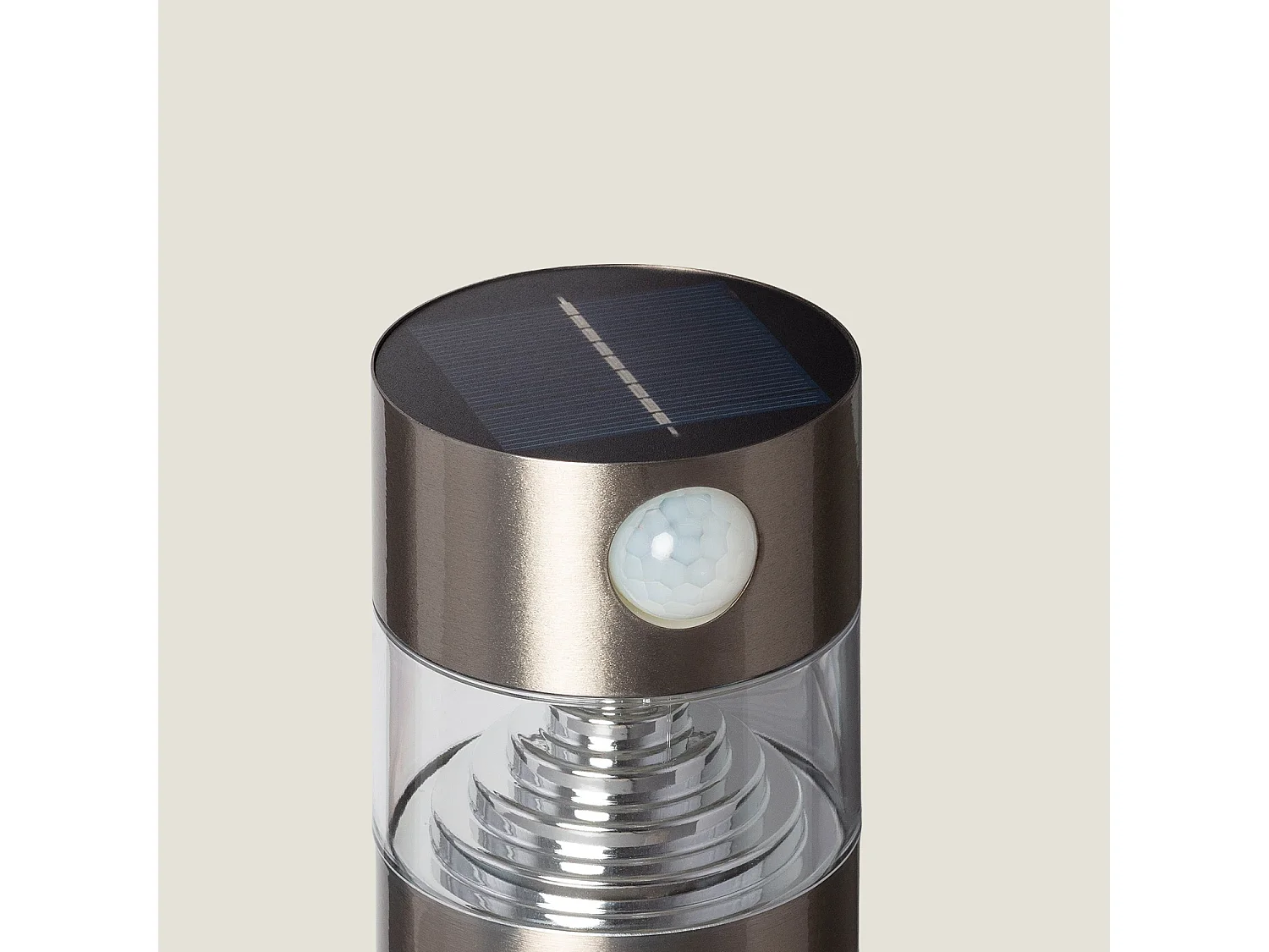 Lampioncino Solare Esterni LED 1.5W Superficie 50cm Acciao Inox con Sensore di Movimiento 5000K Bianco Freddo