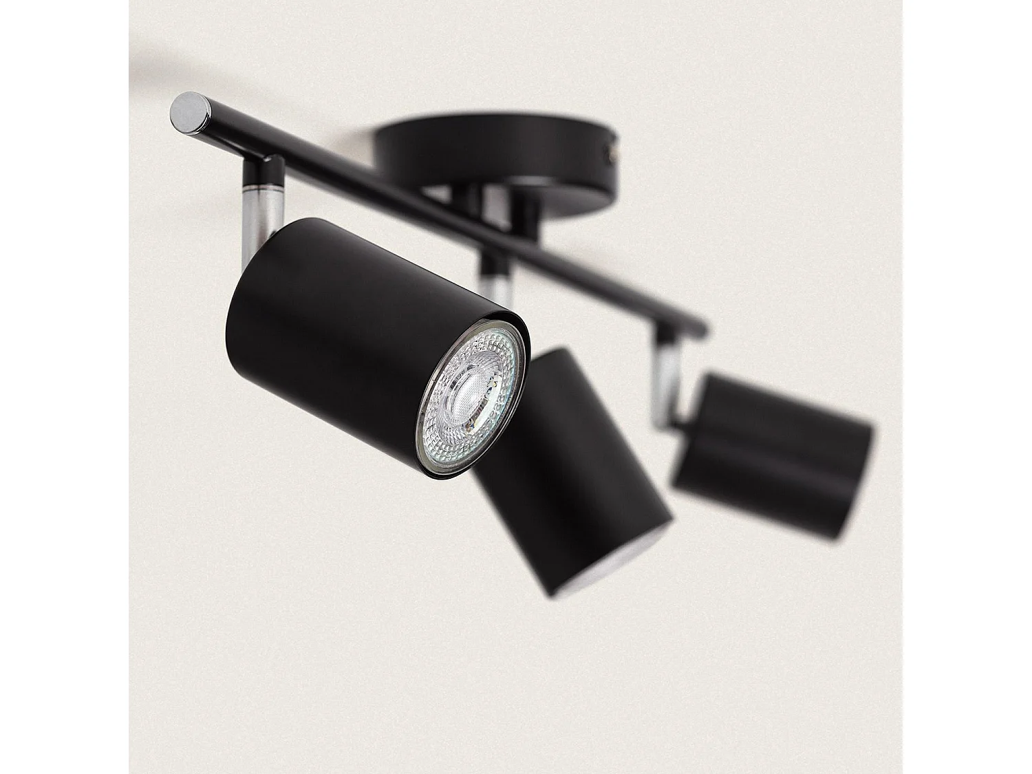 Plafonnier Orientable Métal 3 Spots Albus Black Noir