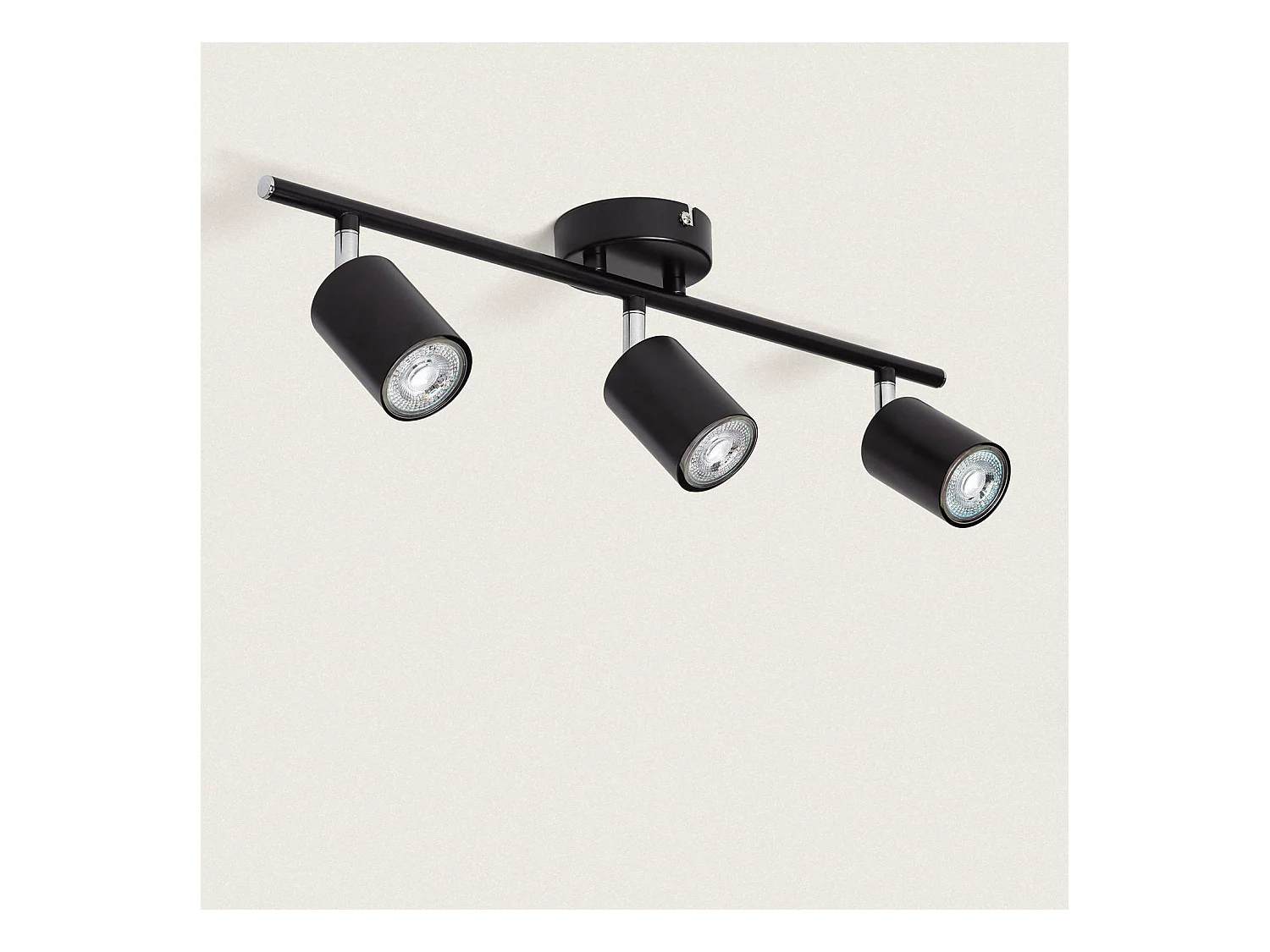 Plafonnier Orientable Métal 3 Spots Albus Black Noir