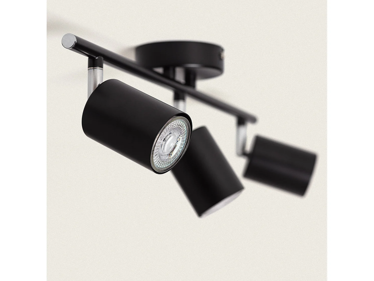 Plafonnier Orientable Métal 3 Spots Albus Black Noir
