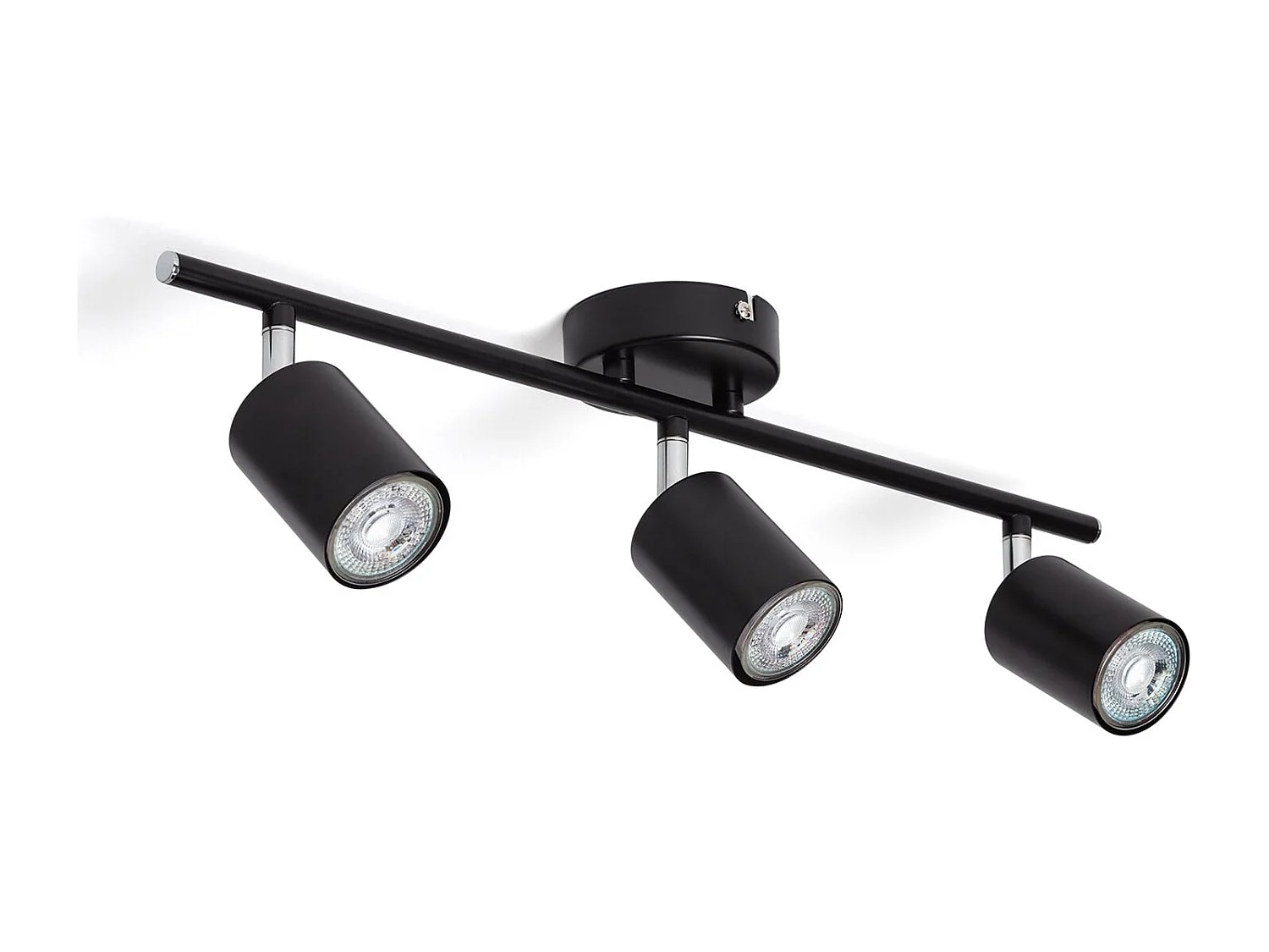 Plafonnier Orientable Métal 3 Spots Albus Black Noir