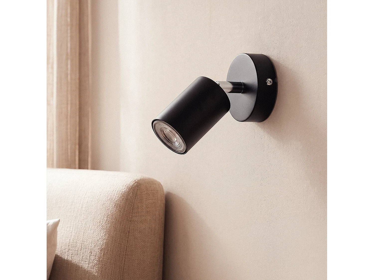Plafonnier Orientable Métal 1 Spot Albus Black Noir