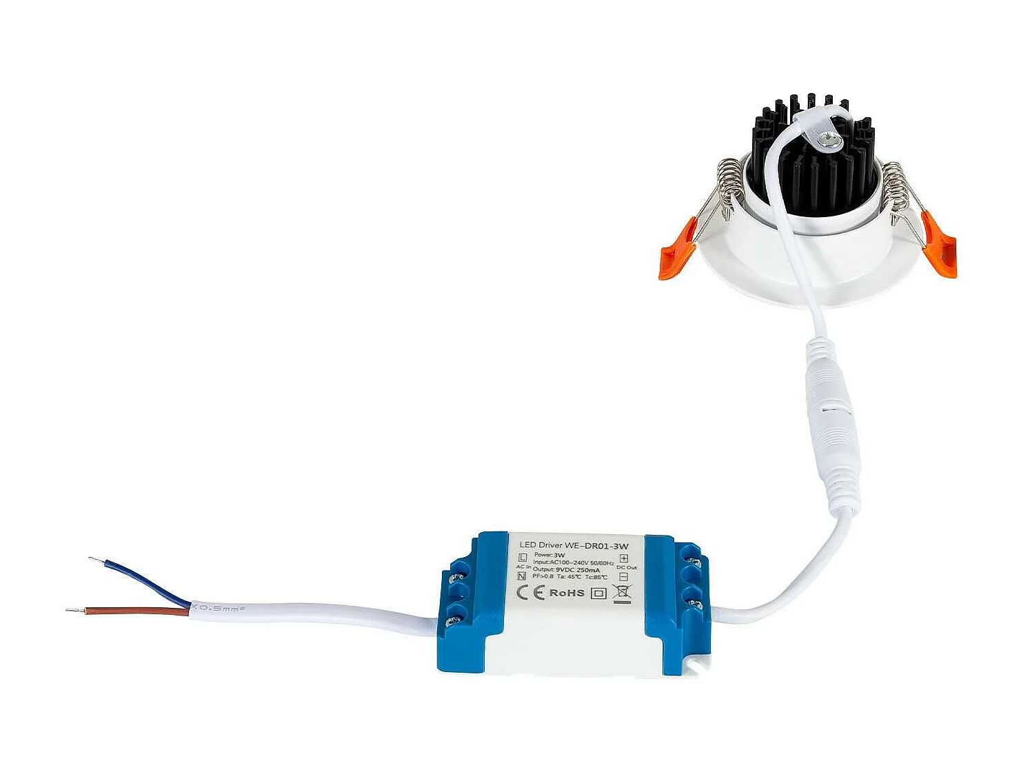 Spot Downlight LED 5W Rond COB CRI90 Coupe Ø 70 mm 4000K Blanc neutre