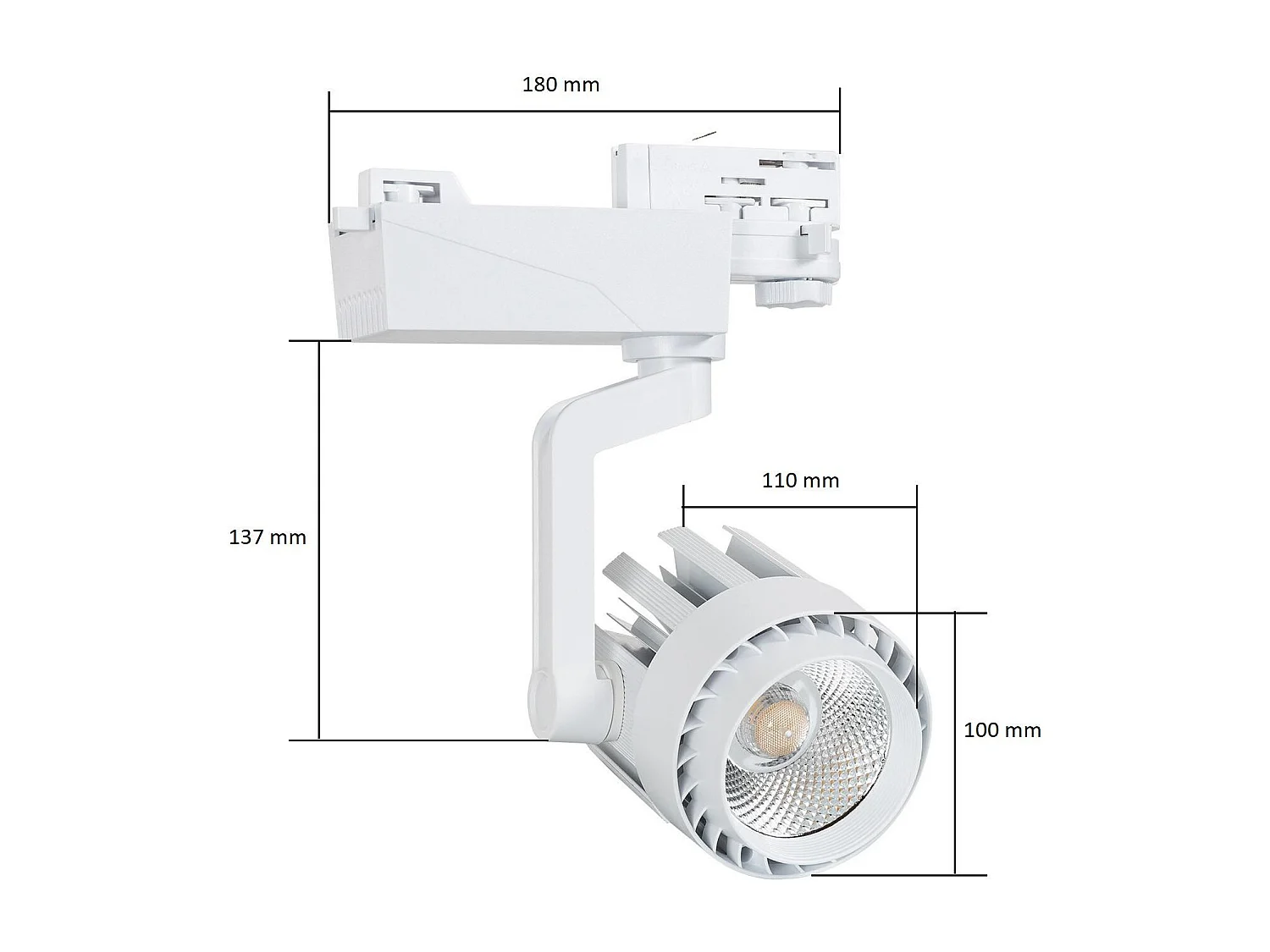 Spot LED sur Rail Triphasé 30W Dora Blanc 4000K Blanc neutre