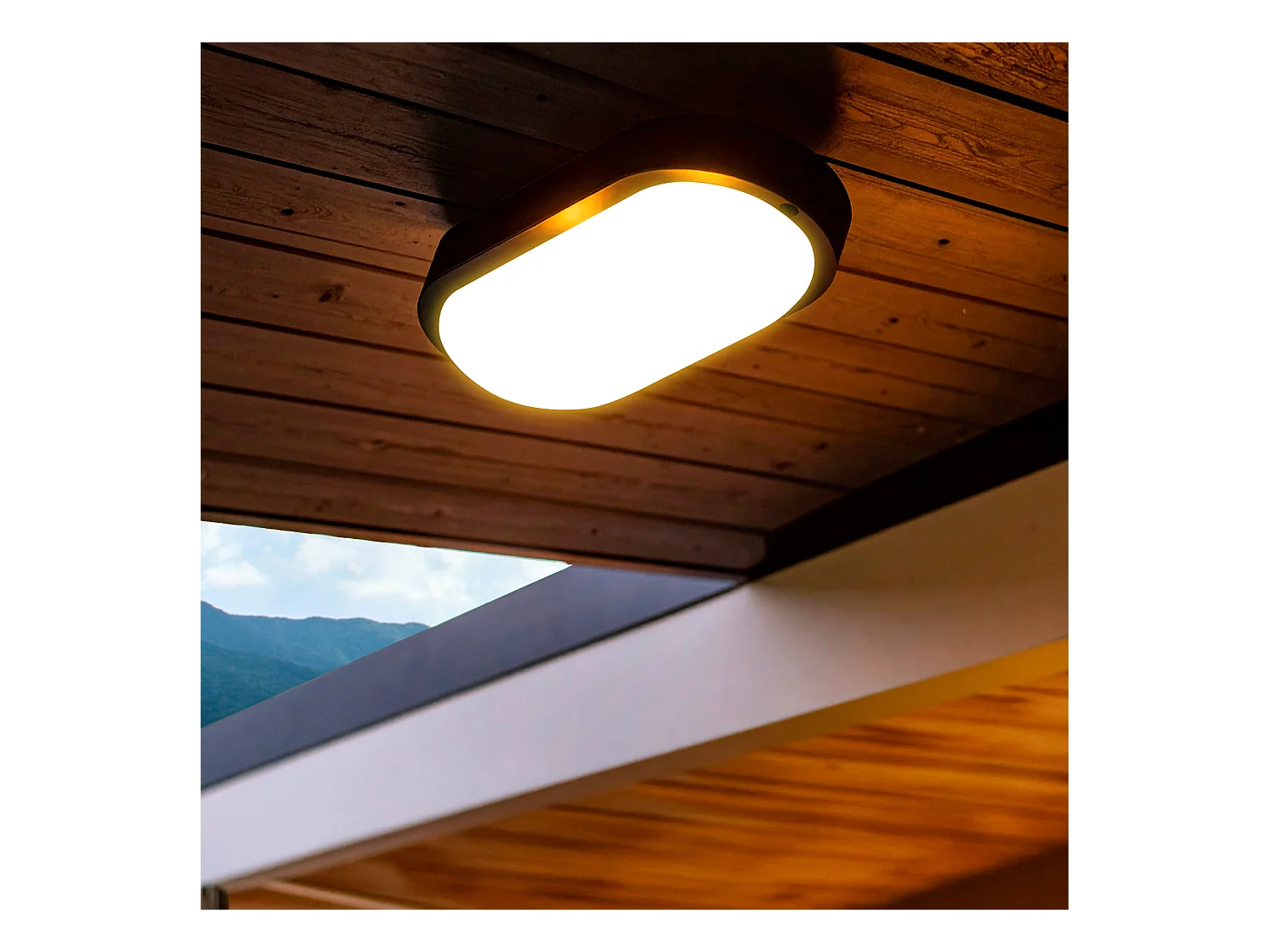 Plafonnier LED Extérieur Ovale 25W Hublot Black IP65 98x198 mm  3000K Blanc chaud