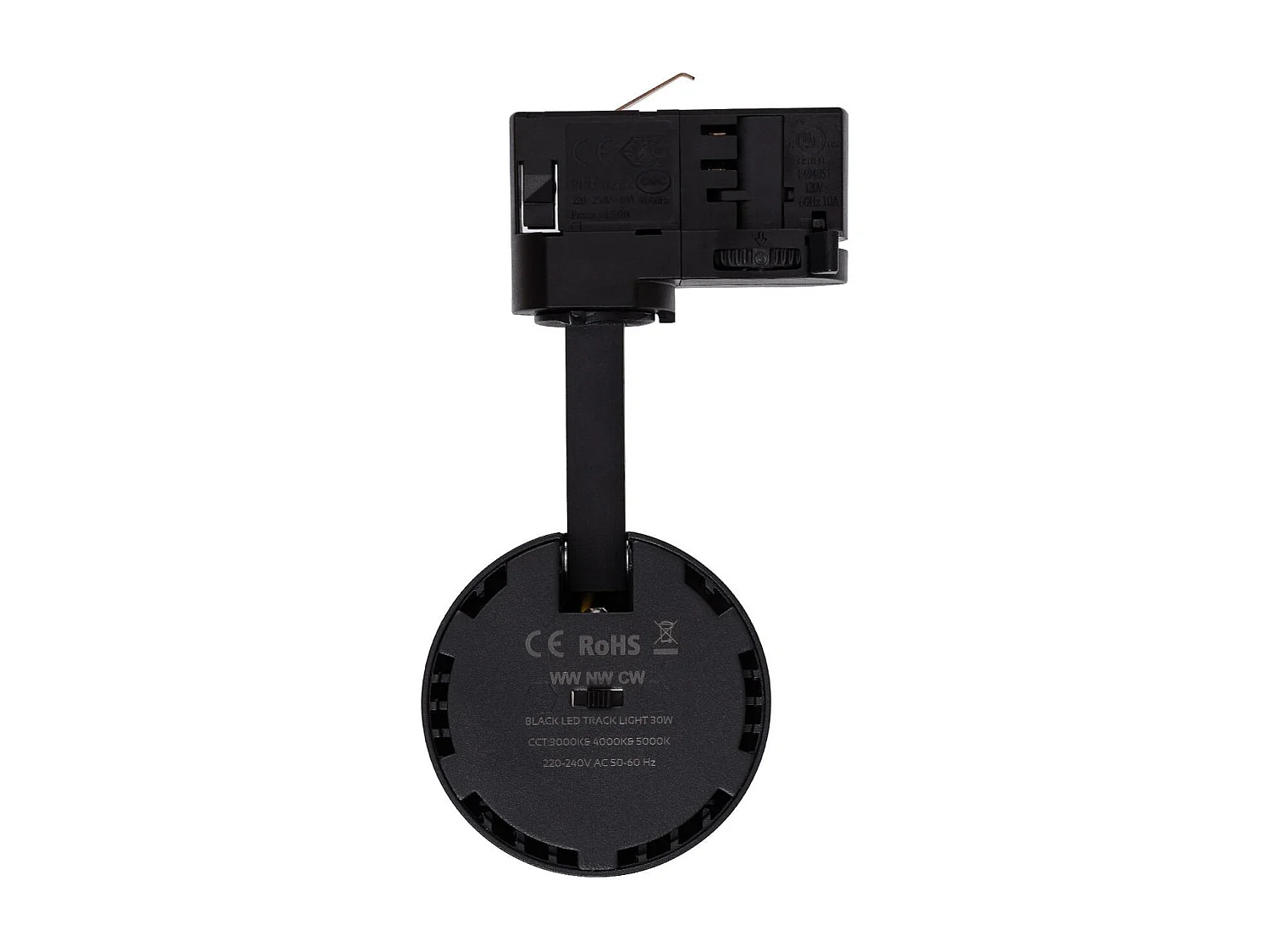 Spot LED sur Rail Triphasé 30W Bertha CCT Sélectionnable Noir 3000K - 4000K - 6000K Sélectionnable (chaud-neutre-froid)