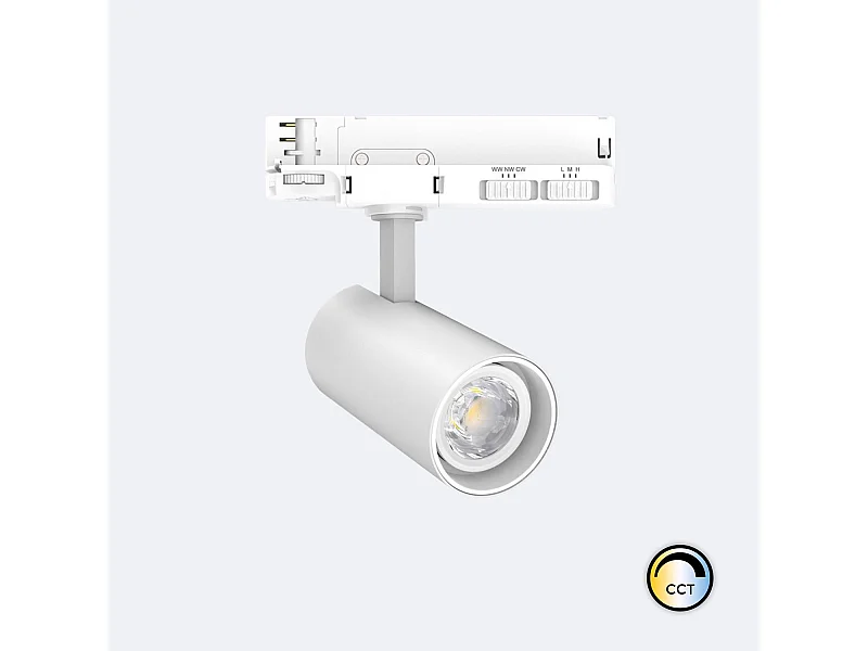 Spot LED sur Rail Triphasé 20W Fasano Dimmable CCT Sélectionnable Blanc (2700K - 3200K - 4000K) Sélectionnable