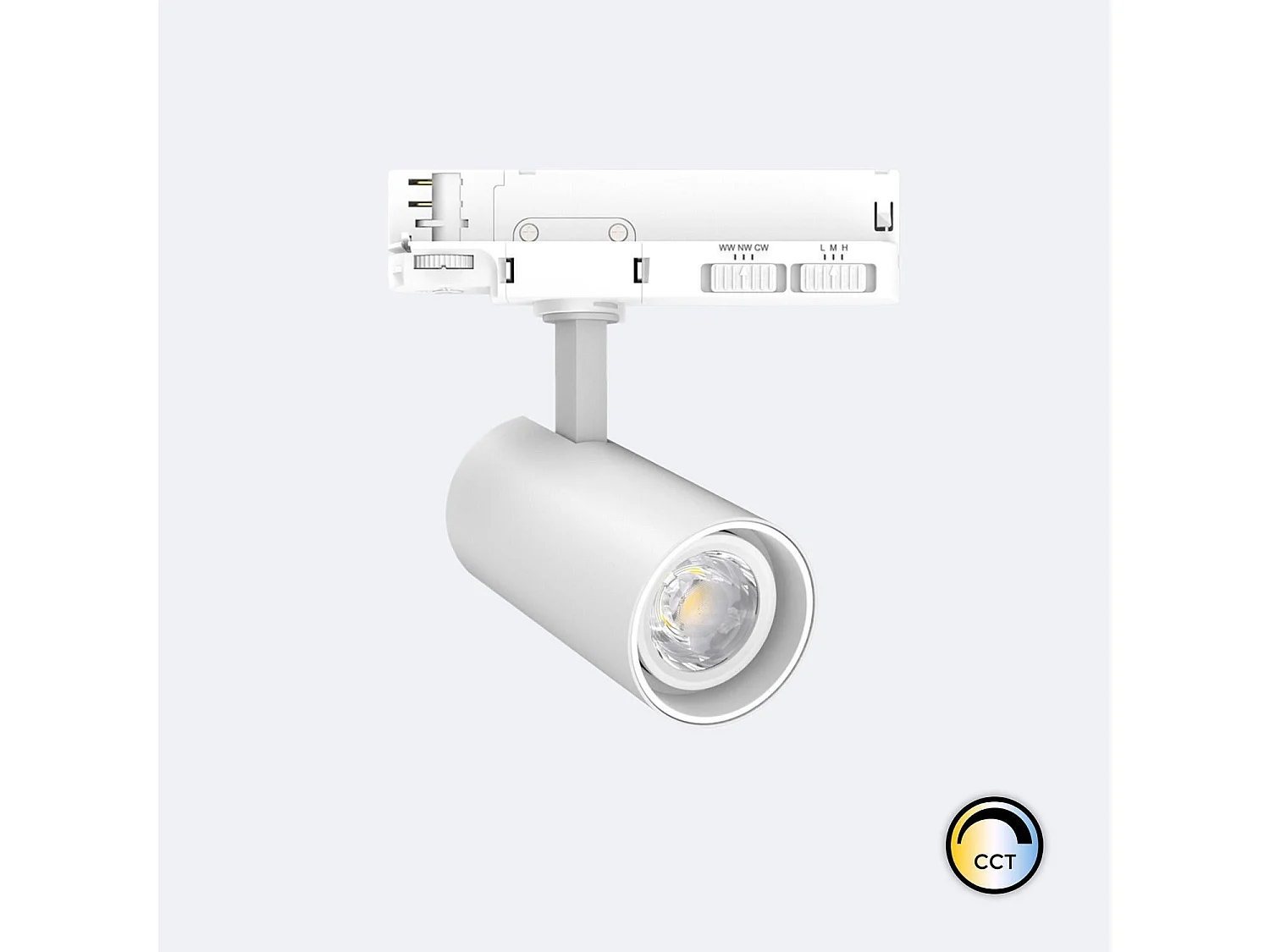 Spot LED sur Rail Triphasé 20W Fasano Dimmable CCT Sélectionnable Blanc (2700K - 3200K - 4000K) Sélectionnable