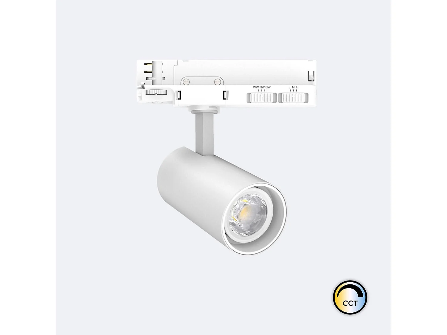 Spot LED sur Rail Triphasé 20W Fasano Dimmable CCT Sélectionnable Blanc (2700K - 3200K - 4000K) Sélectionnable