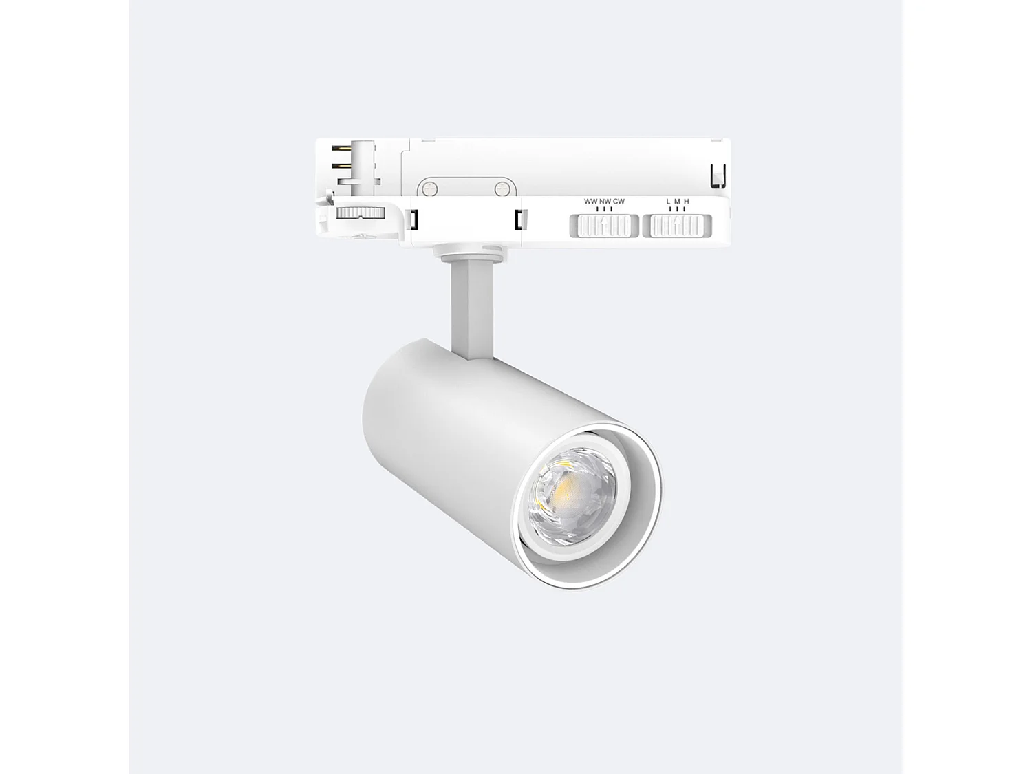 Spot LED sur Rail Triphasé 20W Fasano Dimmable CCT Sélectionnable Blanc 2700K - 3200K - 4000K Sélectionnable