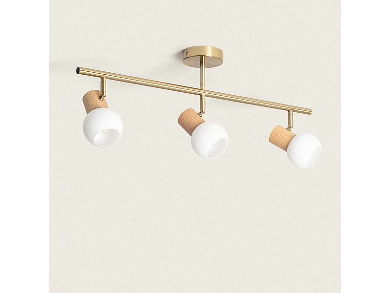 Lampada da Soffitto Metallo e Vetro 3 Faretti Alan Oro