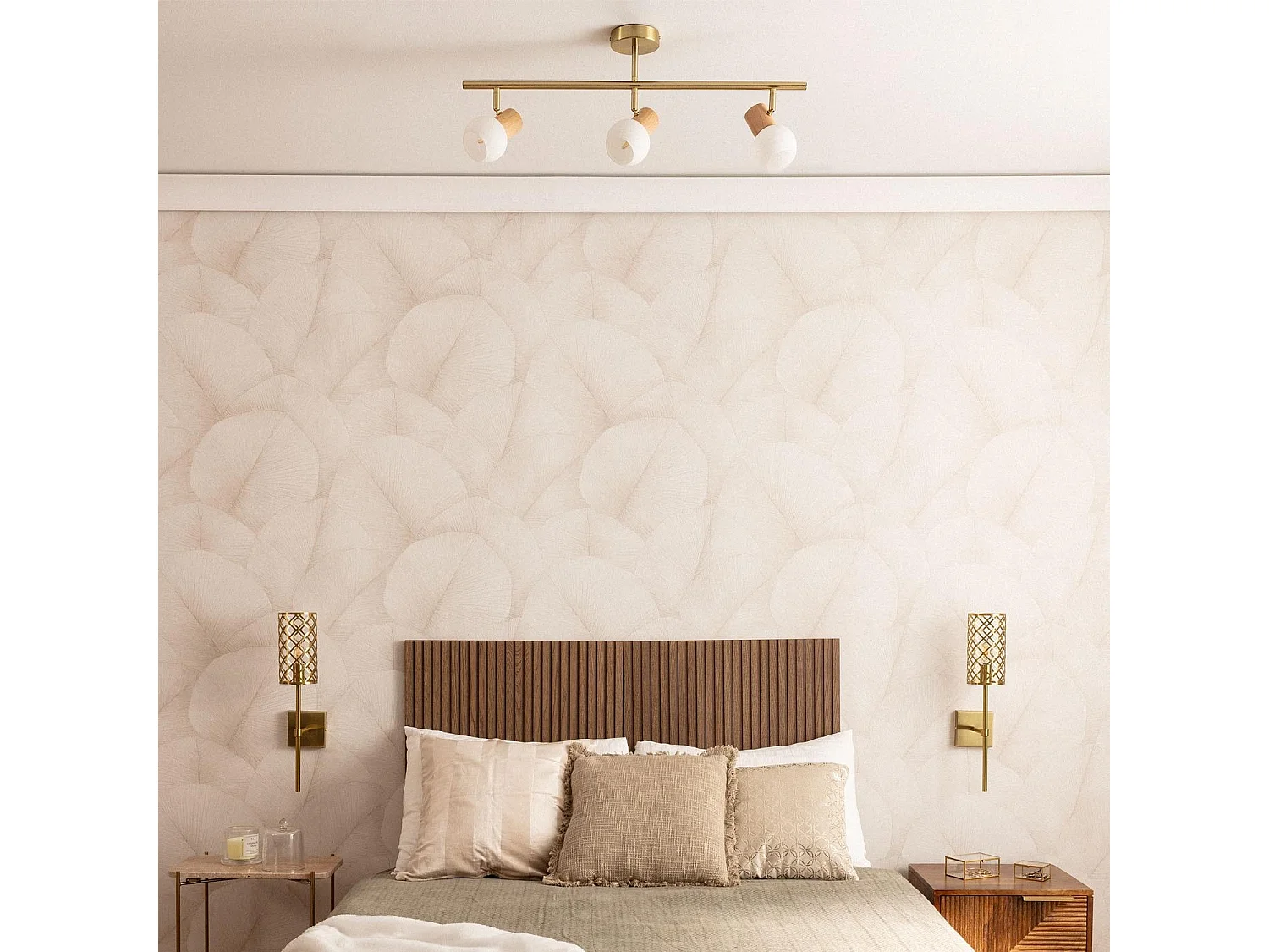 Lampada da Soffitto Metallo e Vetro 3 Faretti Alan Oro