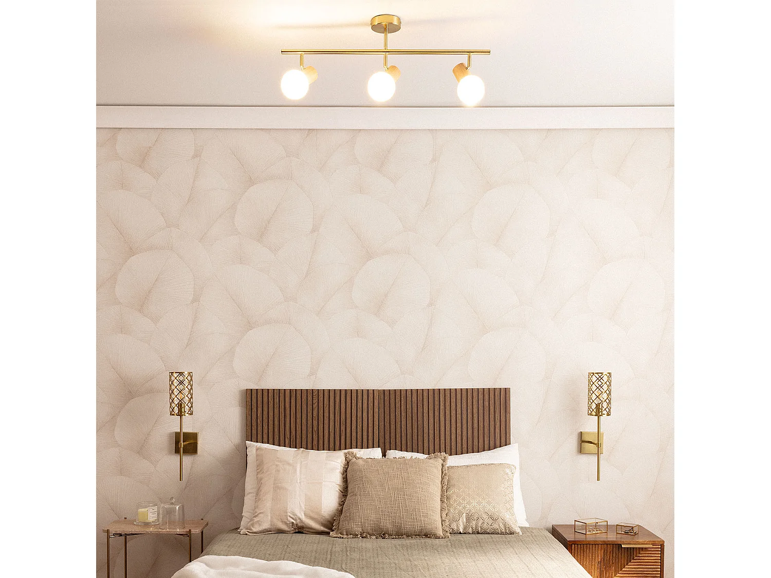 Lampada da Soffitto Metallo e Vetro 3 Faretti Alan Oro