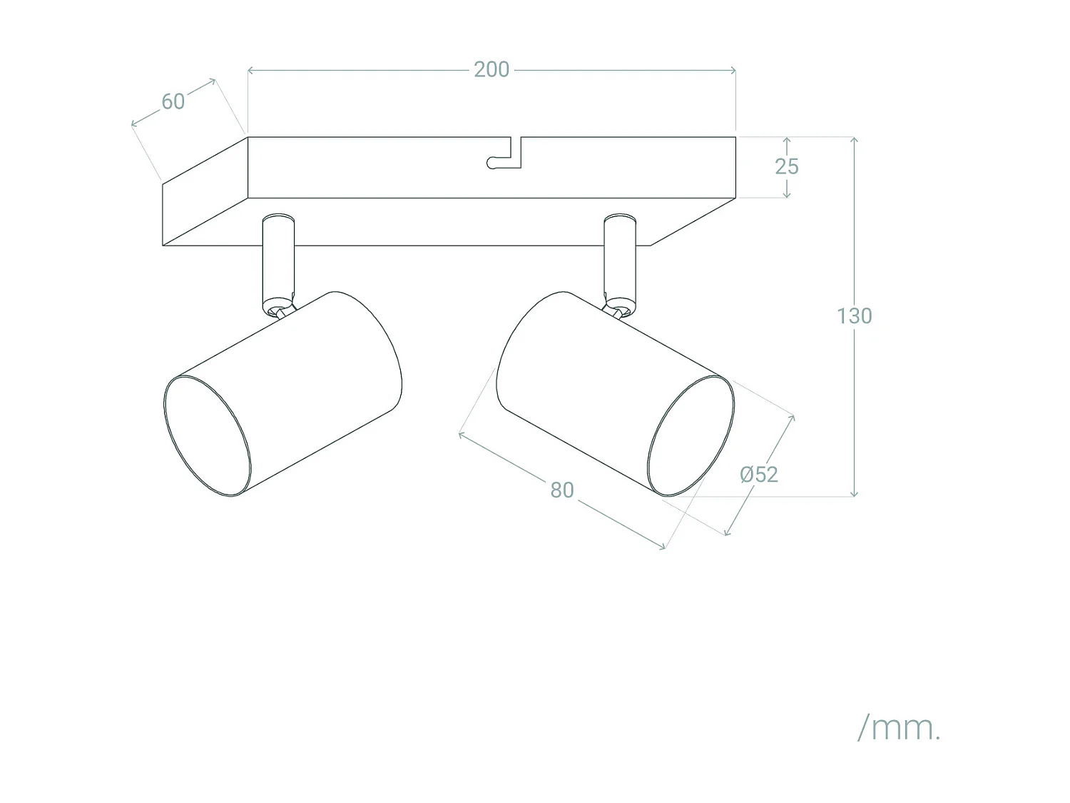 Plafonnier Orientable Métal 2 Spots Wuedy  Blanc