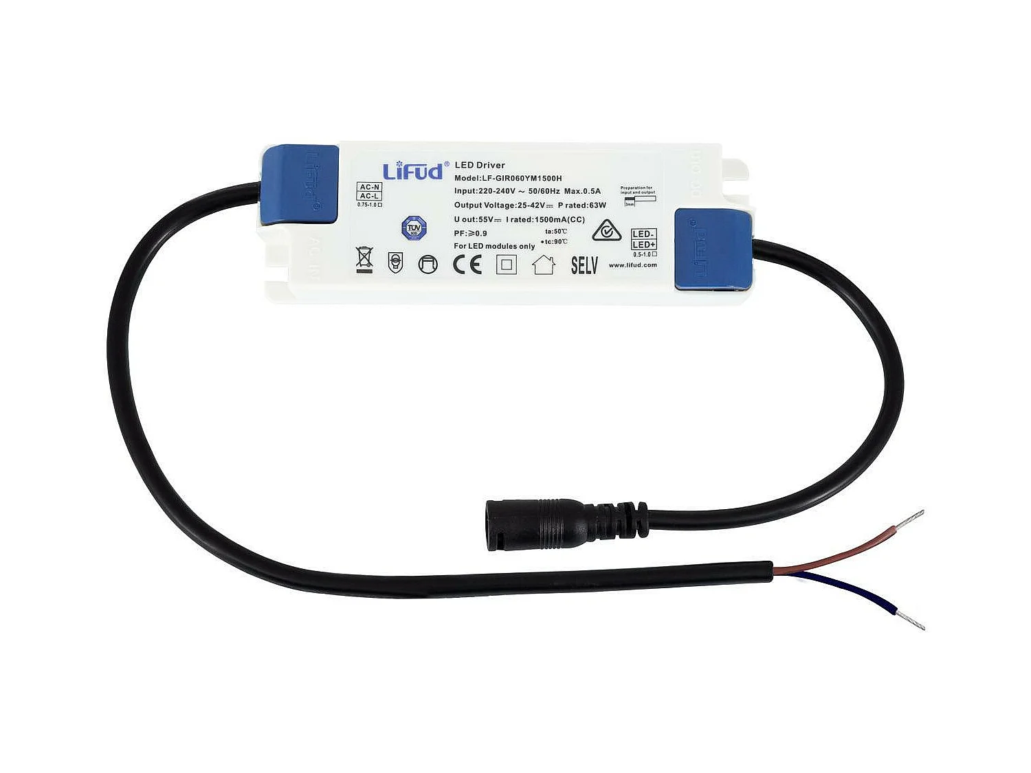 Spot Downlight LED 60W Rectangulaire Orientable  130 lm/W LIFUD Coupe 210x125 mm Noir Blanc Neutre  4000K