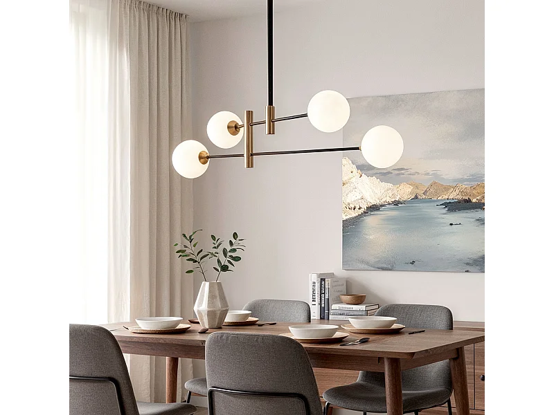 Suspension Métal et Verre Bull 4 Noir mat