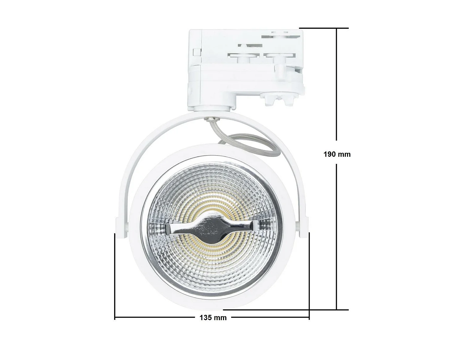Spot LED sur Rail Triphasé CREE AR111 15W Dimmable Blanc 5500K Blanc froid