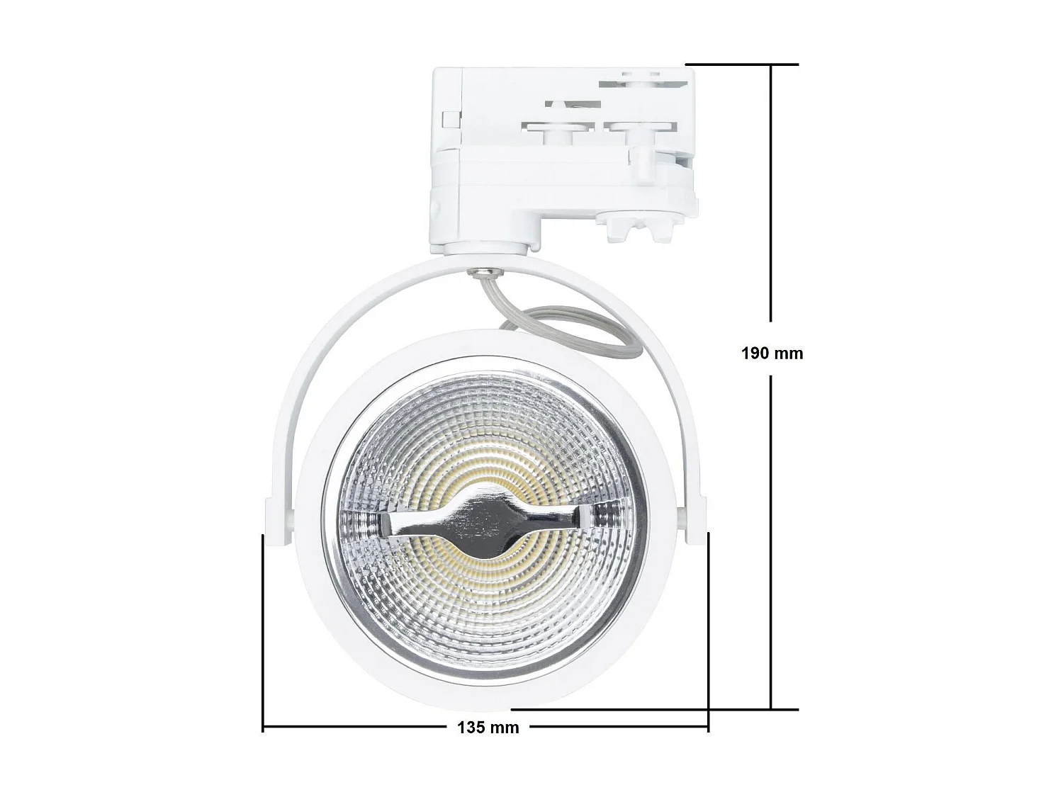 Spot LED sur Rail Triphasé CREE AR111 15W Dimmable Blanc 5500K Blanc froid