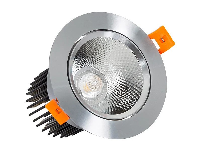 Spot Downlight LED 15W Rond COB CRI90 Coupe Ø 90 mm Argentée No Flicker 4000K Blanc neutre