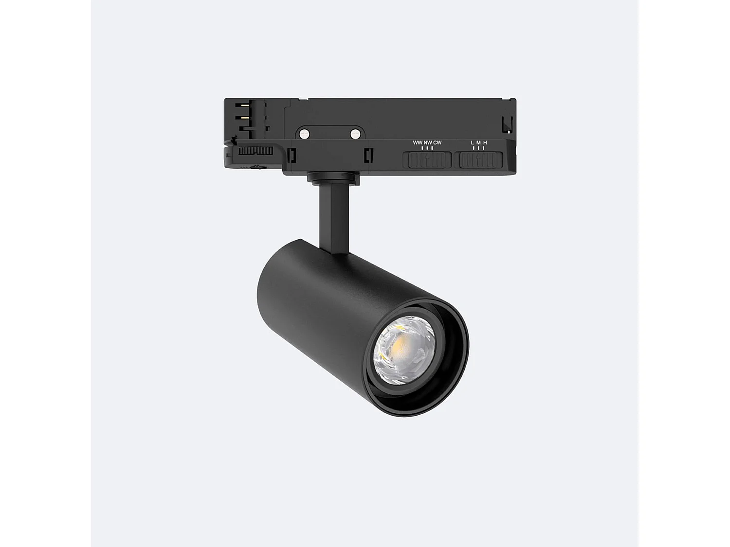 Spot LED sur Rail Triphasé 20W Fasano Dimmable CCT Noir 4000K Blanc neutre