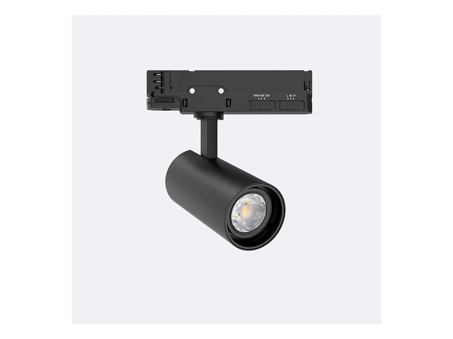 Spot LED sur Rail Triphasé 20W Fasano Dimmable CCT Noir 4000K Blanc neutre