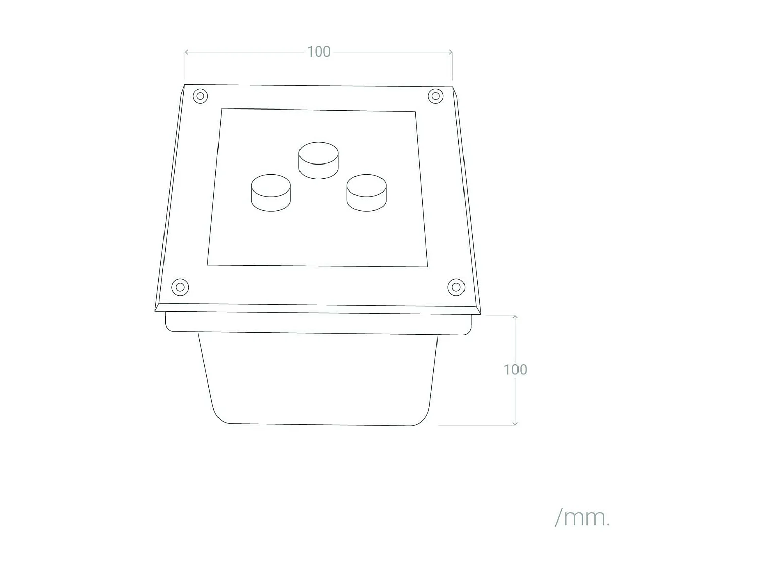 Balise Extérieure LED Encastrable au Sol Carrée Utopia 3W 3000K Blanc chaud