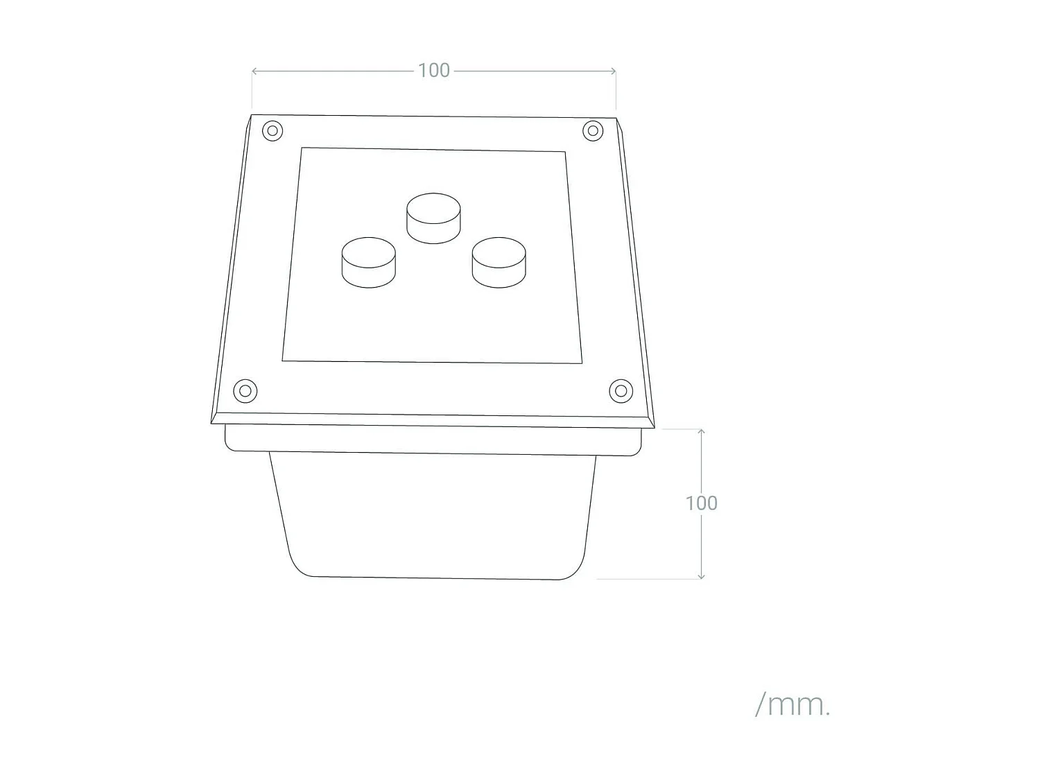 Balise Extérieure LED Encastrable au Sol Carrée Utopia 3W 3000K Blanc chaud