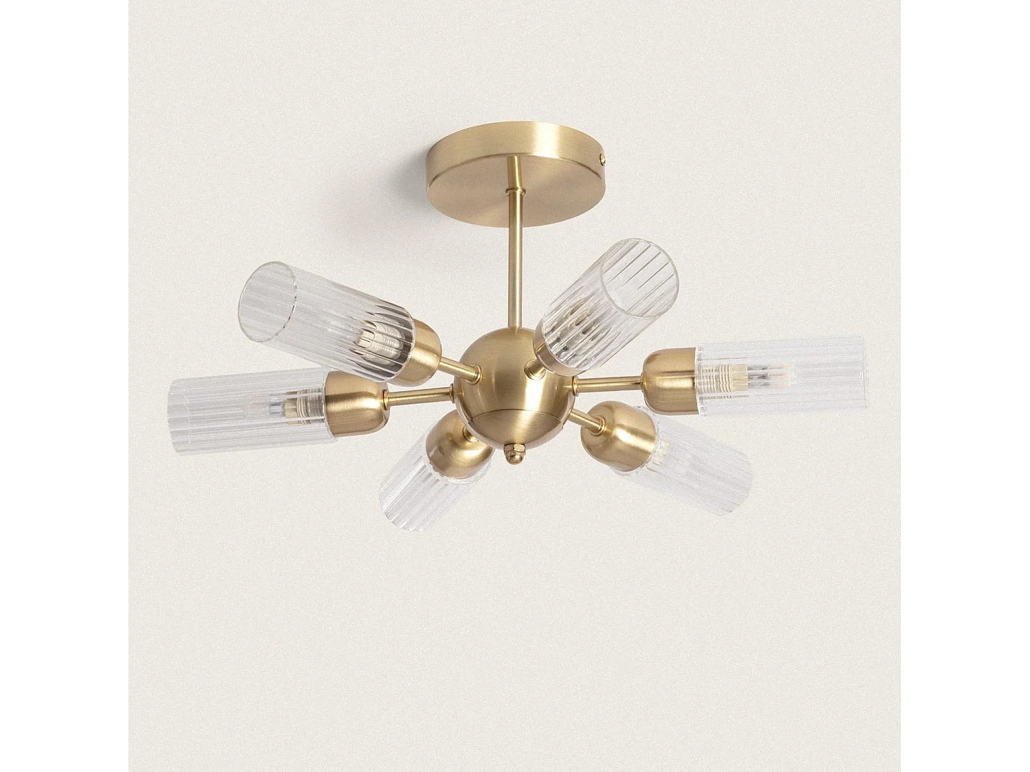 Lampada da Soffitto Metallo e Vetro 6 Lampadine Iraide Oro