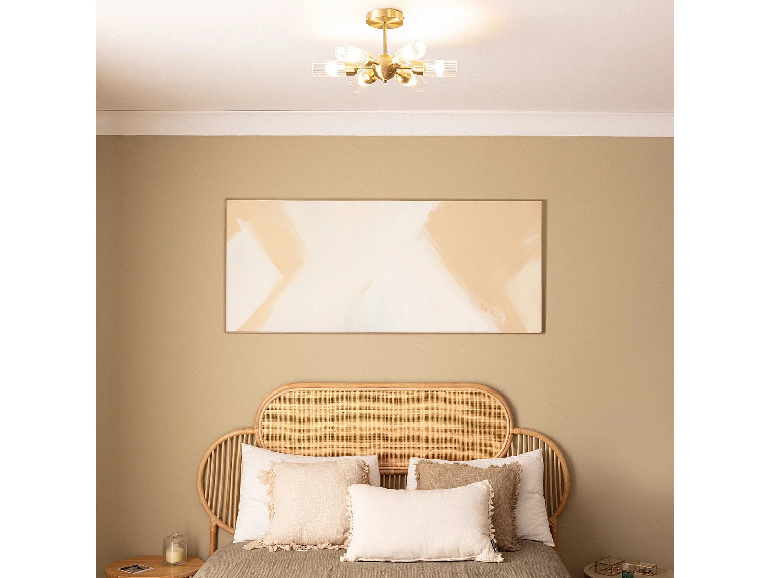 Lampada da Soffitto Metallo e Vetro 6 Lampadine Iraide Oro