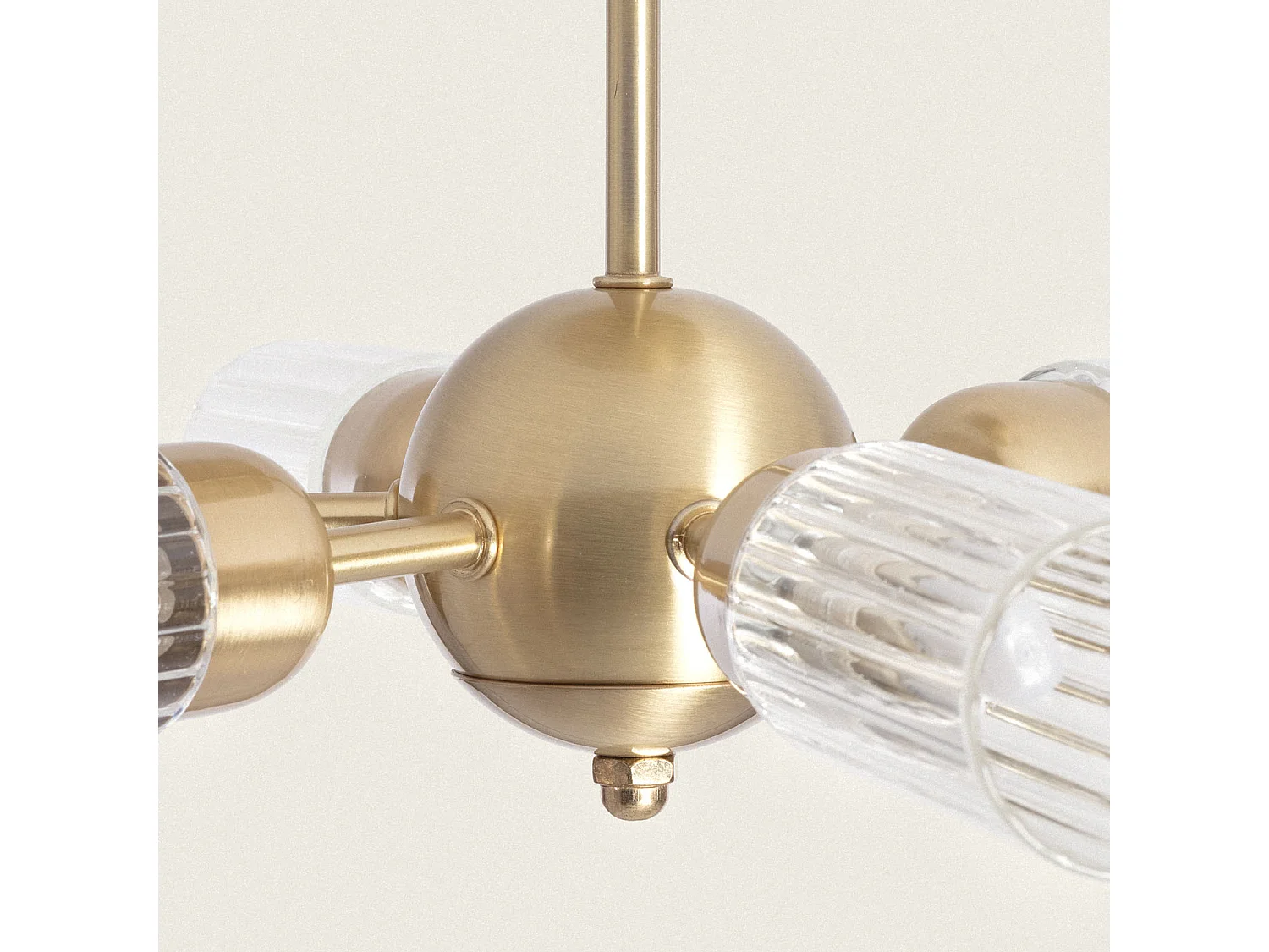 Lámpara de Techo Metal y Cristal 6 Focos Iraide Dorado