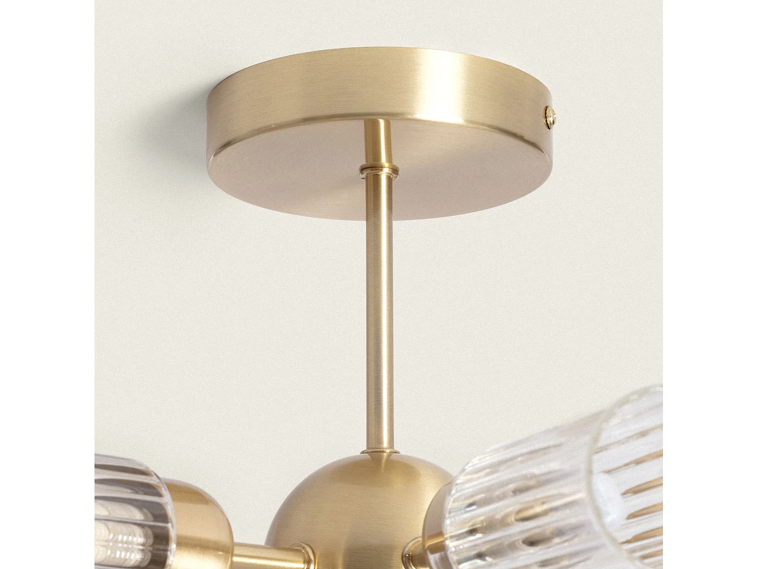 Lámpara de Techo Metal y Cristal 6 Focos Iraide Dorado