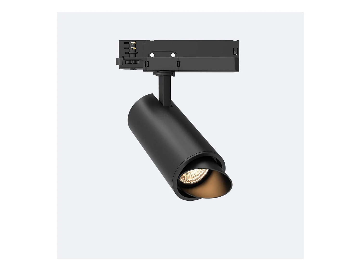 Spot LED Fasano Cylindre Biseau 20W pour Rail Triphasé Dimmable Noir 2700K Blanc chaud