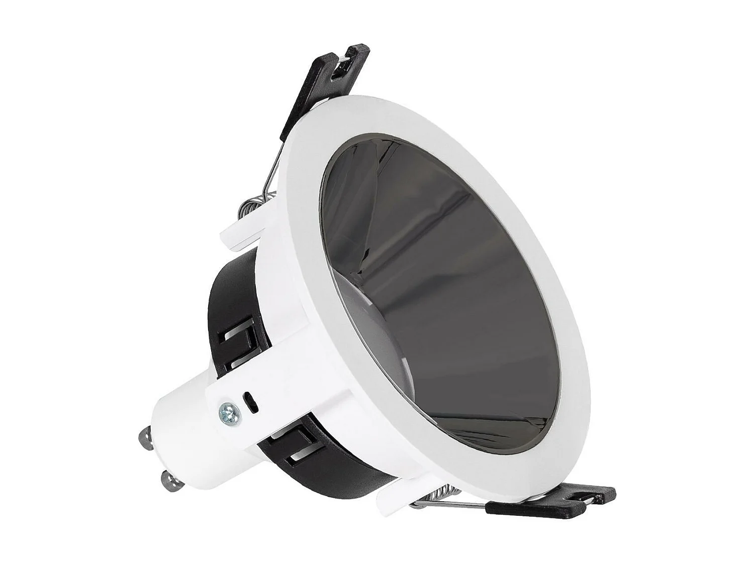 Downlight Conico GU10 6W PC Galvanizzato Foro Ø 75mm No Flicker 3000K Argento Bianco Caldo