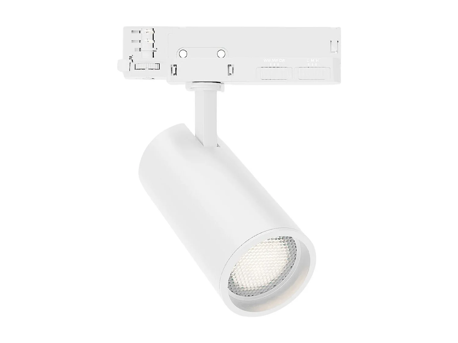 Spot LED sur Rail Triphasé 20W Fasano Dimmable CCT Sélectionnable Anti-éblouissement Blanc 2700K - 3200K - 4000K Sélectionnable