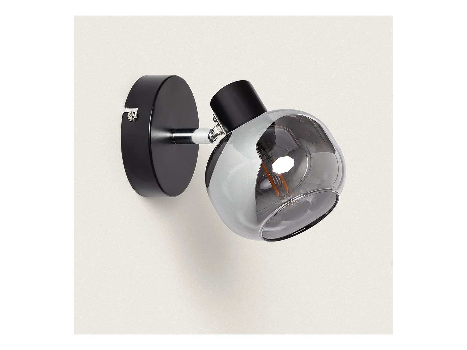 Lampada da Soffitto Orientabile Metallo e Vetro 1 Faretto Romsy Grigio