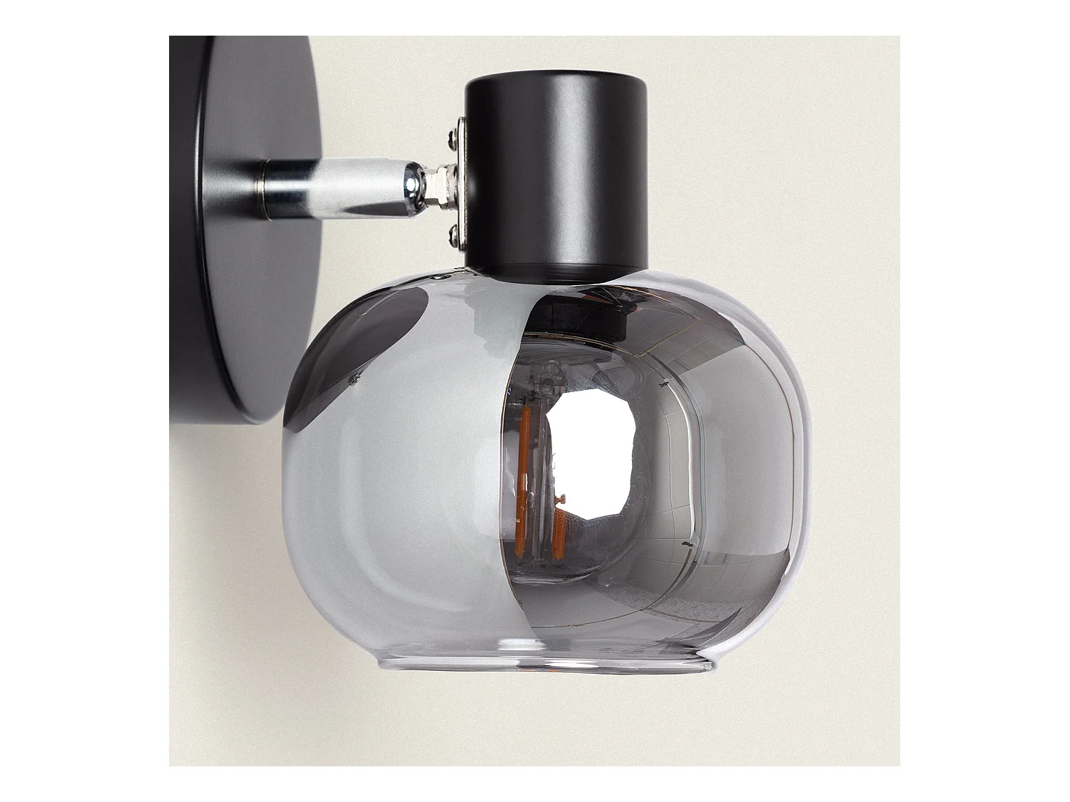 Lampada da Soffitto Orientabile Metallo e Vetro 1 Faretto Romsy Grigio