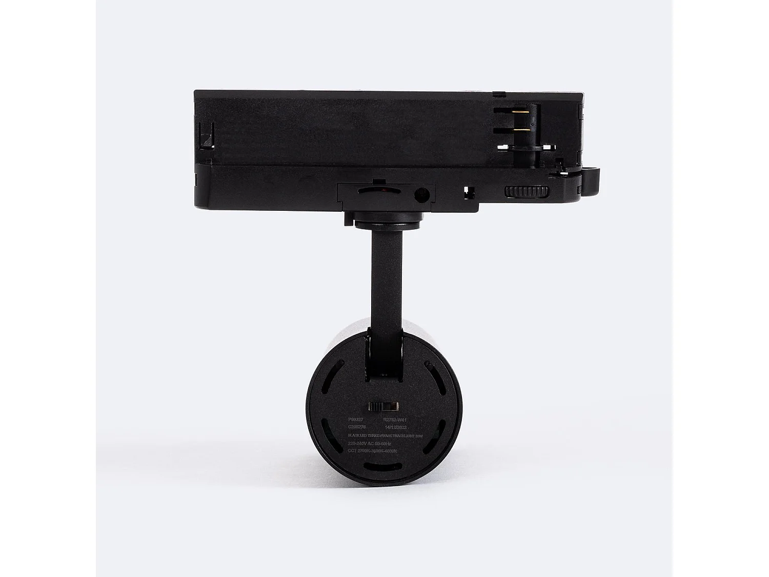 Spot LED sur Rail Triphasé 20W Carlo CCT Sélectionnable Noir 4000K - 5000K - 6000K Sélectionnable