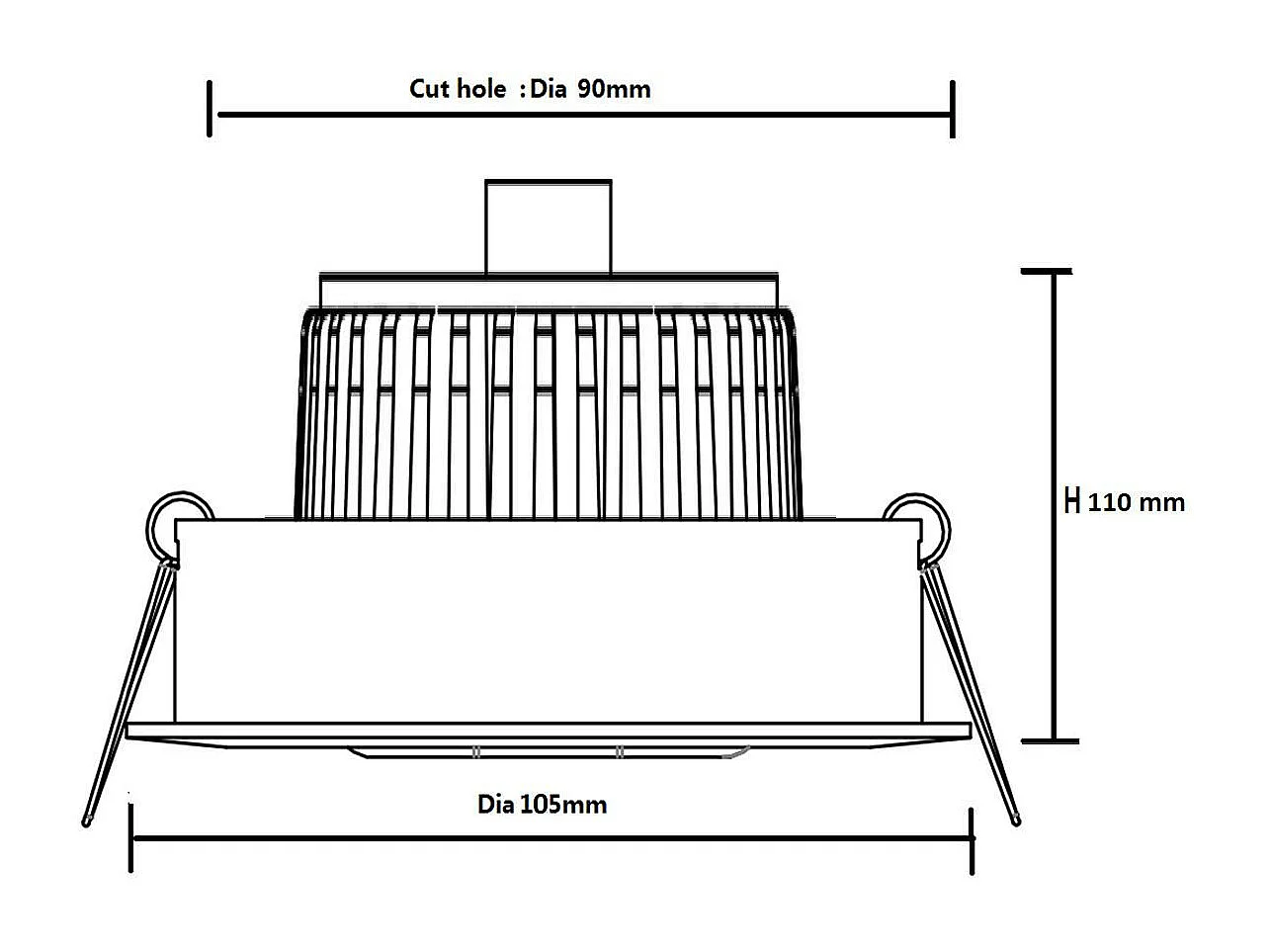 Foco Downlight LED 15W Circular COB CRI90 Corte Ø 90 mm Negro No Flicker 2700K Blanco Cálido