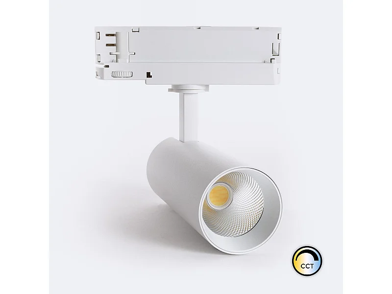 Spot LED sur Rail Triphasé 20W Carlo CCT Sélectionnable Blanc (4000K - 5000K - 6000K) Sélectionnable
