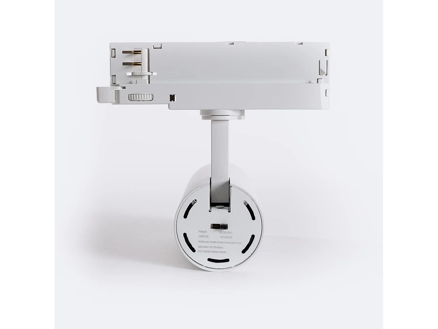 Spot LED sur Rail Triphasé 20W Carlo CCT Sélectionnable Blanc 4000K - 5000K - 6000K Sélectionnable