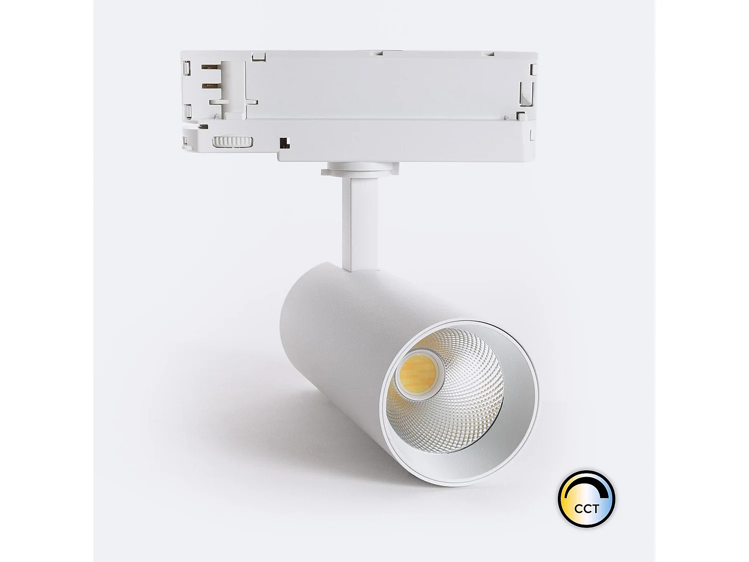 Spot LED sur Rail Triphasé 20W Carlo CCT Sélectionnable Blanc 4000K - 5000K - 6000K Sélectionnable