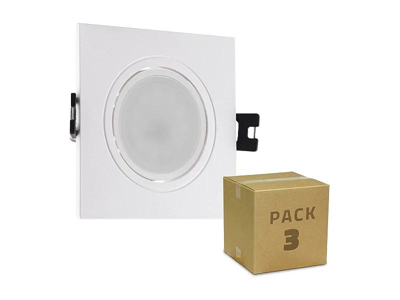 Pack de 3 Spots Downlight GU10 6W Coupe Ø 75-85mm No Flicker 4000K Blanc neutre