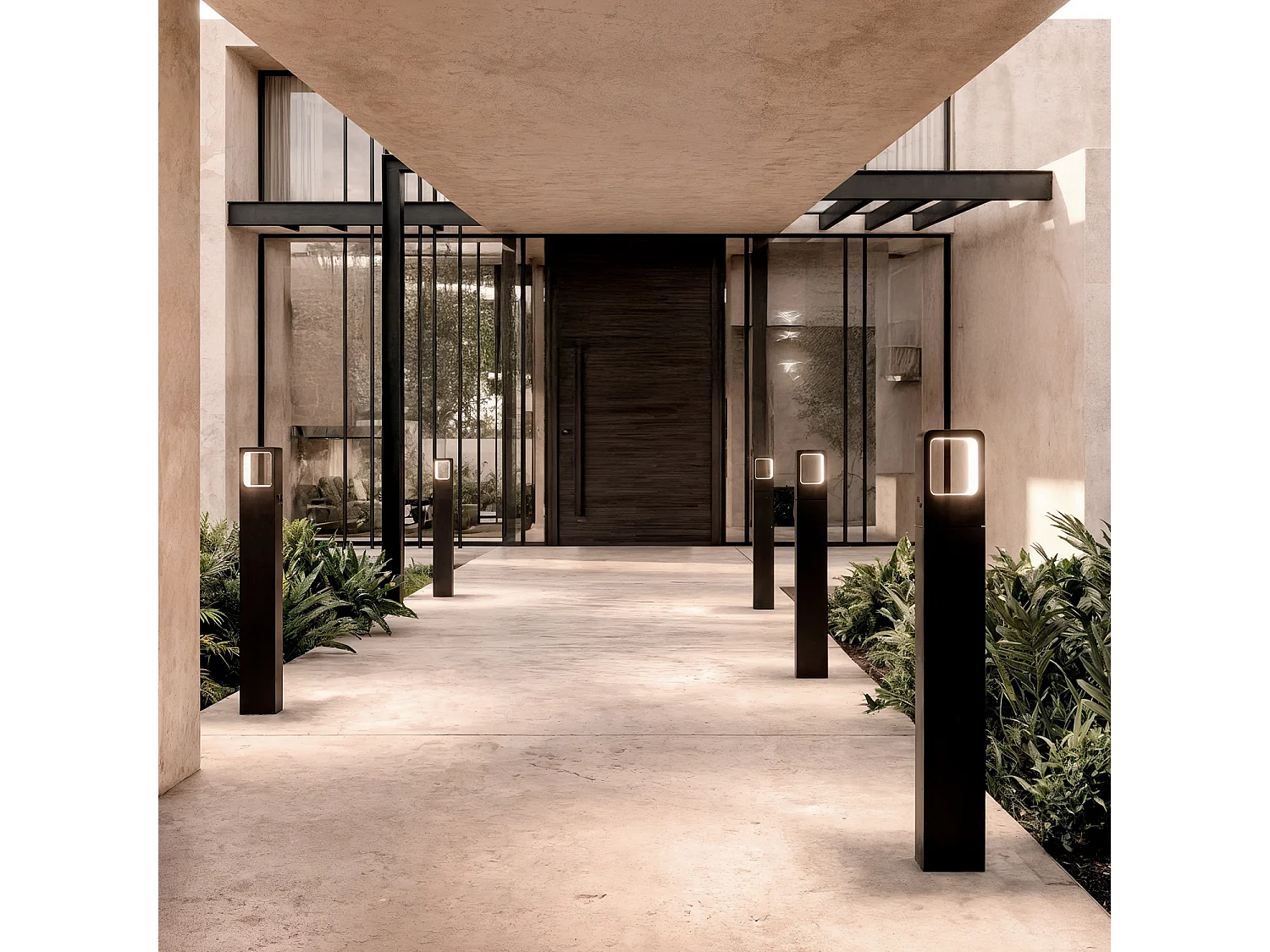 Balise LED Extérieure 6W sur Pied 80cm en Saillie Emerita  4000K Blanc neutre