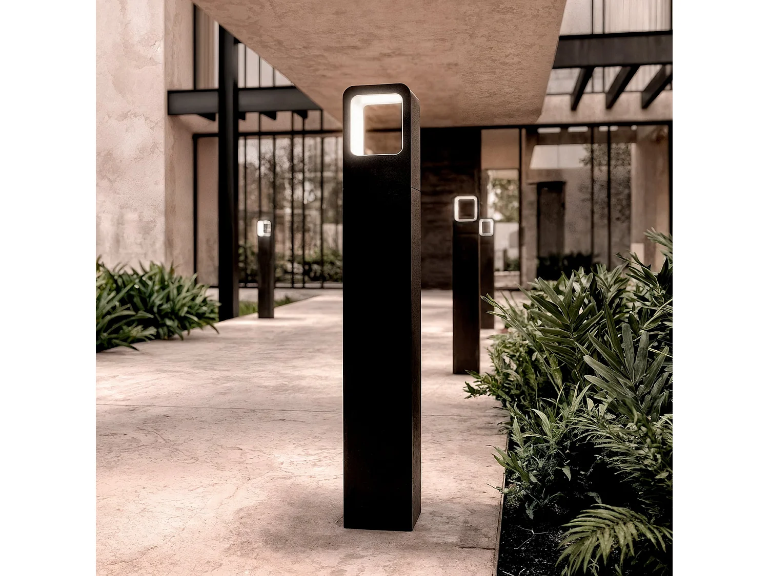 Baliza Exterior LED 6W Superficie Pie 80cm Emerita 4000K Blanco Neutro