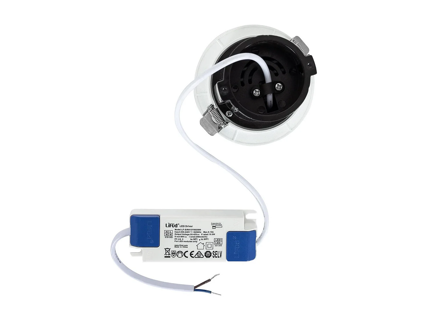 Spot Downlight LED 12W Rond Amovible LIFUD Coupe Ø 75mm Blanc Froid  6000K