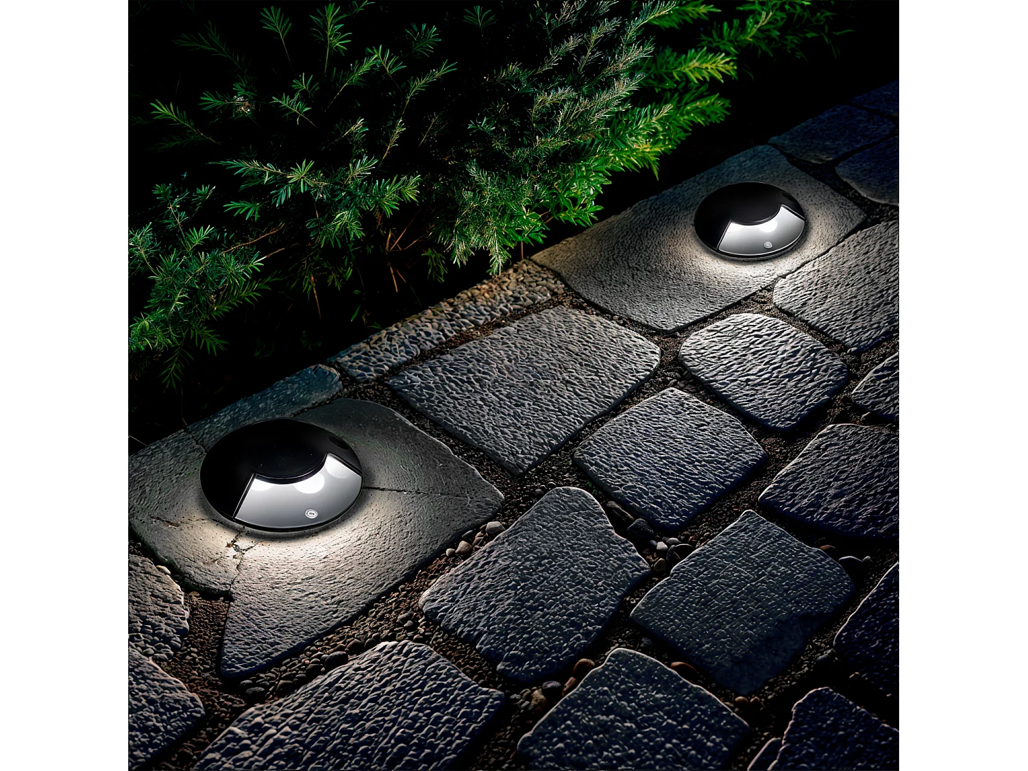 Balise Extérieure LED 3W Encastrable au Sol Gimsha 1L Noire 2700K Blanc chaud